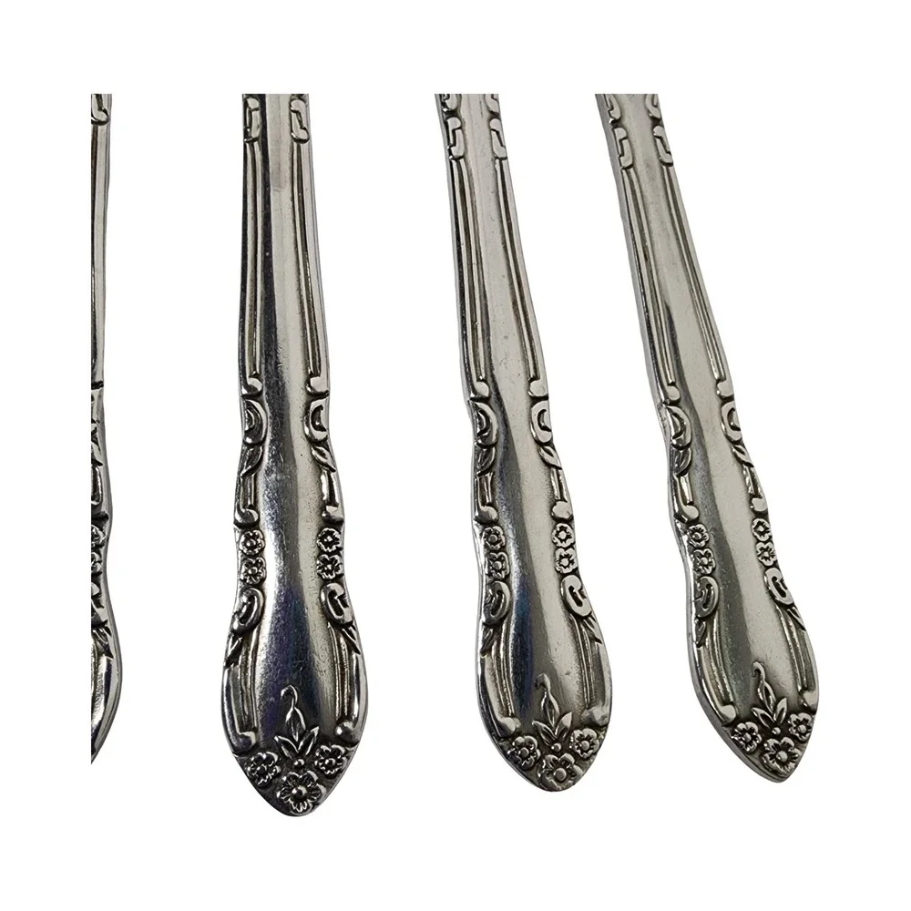 Set of 5 Imperial Stainless‎ FLEURETTE Floral Flatware Dinner Knives Flatware